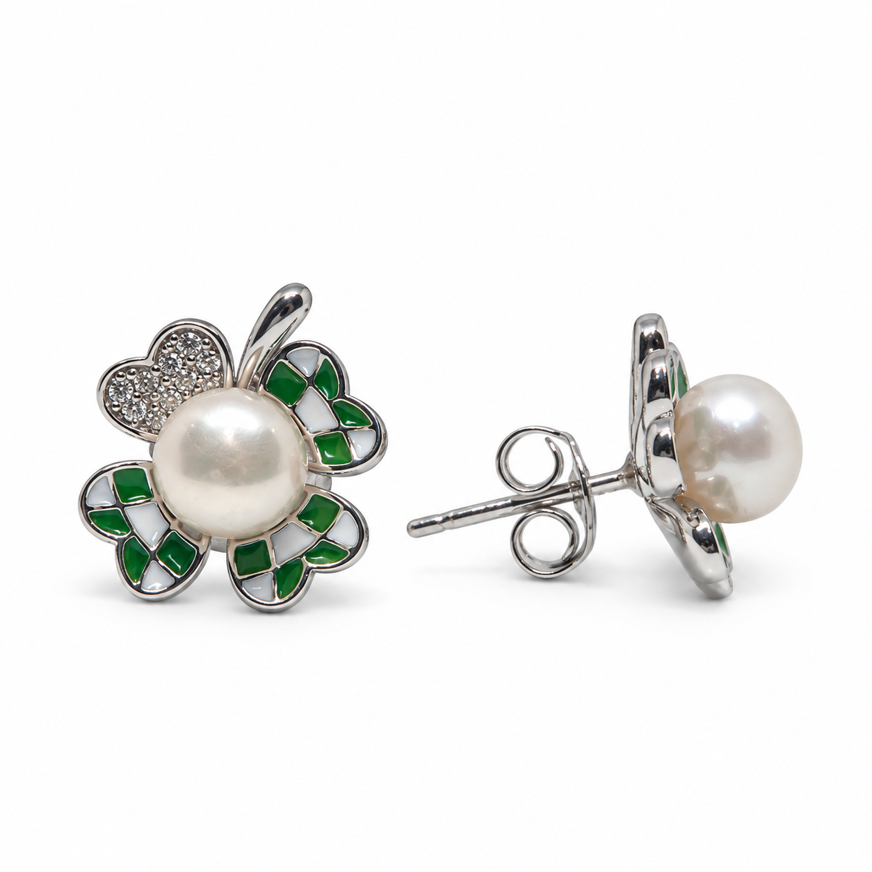 pearl flower earrings